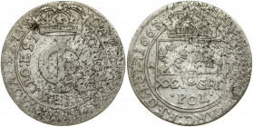 Poland 1 Gulden (Tymf) 1663 AT. John II Casimir Vasa (1649–1668). Obverse: Crowned monogram. Reverse: Crowned shield; XXX GRO on shield. Silver. KM 12...