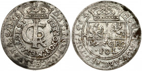 Poland 1 Gulden (Tymf) 1664 AT. John II Casimir Vasa (1649–1668). Obverse: Crowned monogram. Reverse: Crowned shield; XXX GRO on shield. Silver. KM 12...