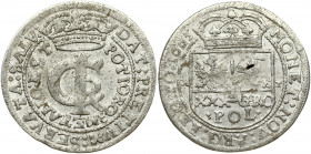 Poland 1 Gulden (Tymf) 1665 AT. John II Casimir Vasa (1649–1668). Obverse: Crowned monogram. Reverse: Crowned shield; XXX GRO on shield. (SALV without...