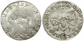 Poland 6 Groszy 1678 Bydgoszcz. John III Sobieski(1674-1696). Obverse: Laureate armored bust right. Reverse: With the Leliwa coat of arms under the sh...
