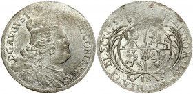 Poland 18 Groszy 1753 EC August III(1733-1763). Obverse: Large; crowned bust right. Obverse Legend: D • G • AUGVSTVS • III • REX • POLONIARUM. Reverse...