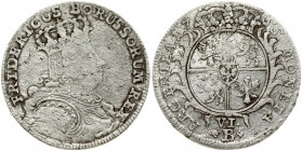 Poland SILESIA 6 Kreuzer 1755B Friedrich II(1740-1786). Obverse: Crowned bust right. Reverse: Crowned round arms. (Prussian coinage under 6 Groszy Pol...