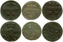 Poland 1 Solidus (1767G-1768G) Stanislaw II Augustus (1764-1795). Obverse: Crowned SAR monogram divides date. Reverse: Value; initials below. Copper. ...