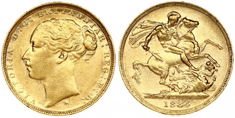 Australia 1 Sovereign 1884 M Victoria(1837-1901). Obverse: Queen Victoria's youn...