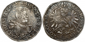 Austria Bohemia 1 Thaler 1619 Prague. Matthias II (1612-1619). Obverse: Bust right in ruffled collar. Lettering: MATTHIAS D G ROM IMP S A G H BO REX. ...