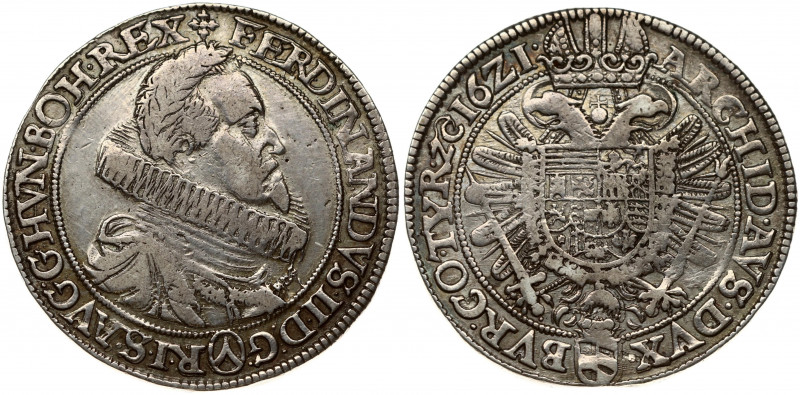 Austria 1 Thaler 1621 Vienna Ferdinand II (1619-1637). Obverse: Laureate portrai...