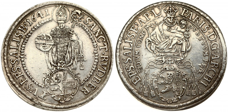 Austria SALZBURG 1 Thaler 1641 Paris von Lodron(1619 - 1653). Obverse: Madonna a...