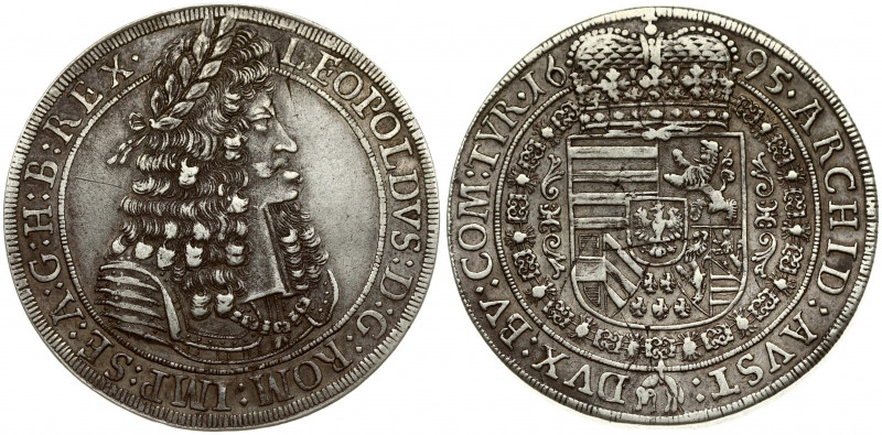 Austria 1 Thaler 1695 Hall. Leopold I (1657-1705). Obverse: Old laureate bust ri...