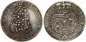 Austria 1 Thaler 1695 Hall. Leopold I (1657-1705). Obverse: Old laureate bust right in inner circle. Obverse Legend: LEOPOLDVS D: G: ROM: IMP: SE: A: ...
