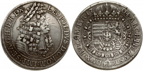 Austria 1 Thaler 1704 Leopold I (1657-1705). Obverse: Old laureate bust right in inner circle. Obverse Legend: LEOPOLDVS • D: G: ROM: IMP: SE: A: G: H...