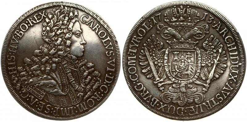 Austria 1 Thaler 1713 Hall. Charles VI (1711-1740). Obverse: Legend begins at up...