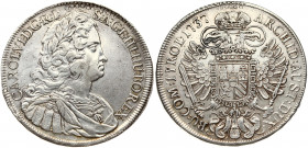 Austria 1 Thaler 1737 Vienna. Charles VI (1711-1740). Obverse: Older bust of Charles VI. On shoulder; a simple brooch. Lettering: CAROL:VI:D:G:R:I: S:...