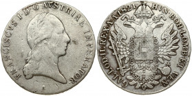Austria 1 Thaler 1821A Franz II (I) (1792-1835). Obverse: Laureate head right. Reverse: Crowned imperial double eagle. Reverse Legend: ...GAL. LOD. IL...