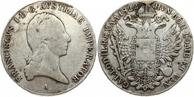 Austria 1 Thaler 1822A Franz II (I) (1792-1835). Obverse: Laureate head right. Reverse: Crowned imperial double eagle. Reverse Legend: ...GAL. LOD. IL...