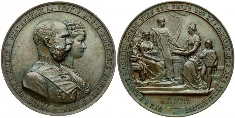 Austria Medal Silver Wedding Anniversary 1879. Franz Josef(1848-1916). By Anton ...