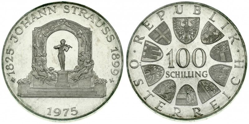 Austria 100 Schilling 1975 150th Anniversary - Birth of Johann Strauss the Young...