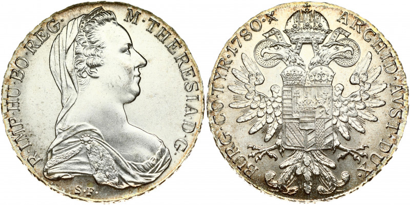 Austria 1 Thaler 1780 SF Restrike. Maria Theresia(1740-1780). Obverse: Bust righ...