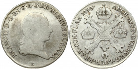 Austrian Netherlands 1/4 Kronenthaler 1793B Franz II(1792-1835). Obverse: Laureate head right. Obverse Legend: FRANC • II • D • G • R • I • S • A • GE...