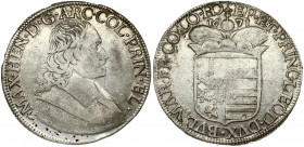 Belgium Liege 1 Patagon 1671 Maximilian Henry(1650-1688.). Obverse: Bust of Maximilian Henry right. Obverse Legend: MAX • H(EA)N • D • G • ARC • COL •...