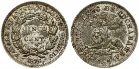 Bolivia Token 5 Centavos 1876 Departamento de Cochabamba. Obverse: Lion under tree. Reverse: PAGARA A LA VISTA NICASIO DE GUMUCIO 1876 Value in wreath...