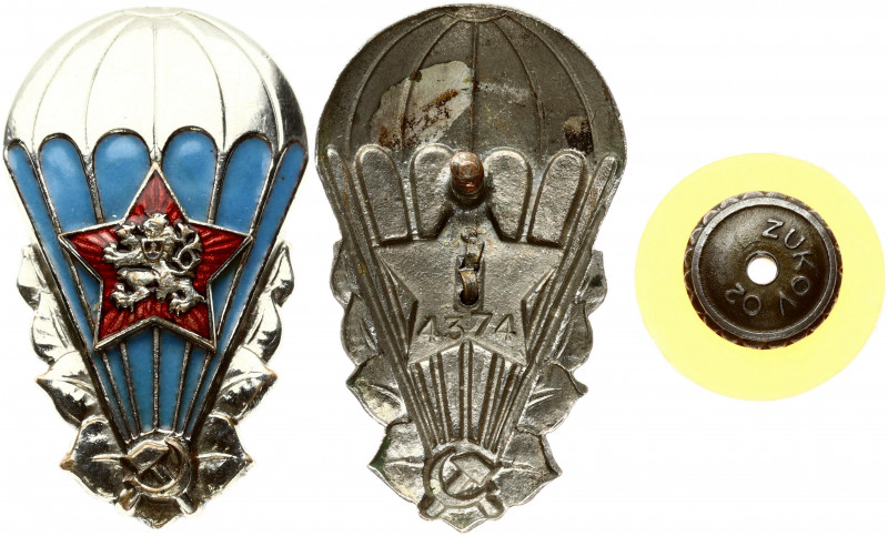 Czechoslovakia Badge Airborne Paratrooper (1951-1962). (Number 4374; Zukov 02). ...