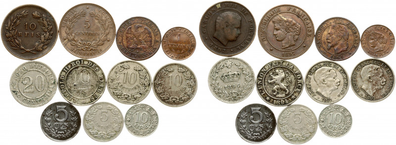 Denmark 10 Ore 1907(h) and other Coins of the World. Obverse: Head left; initial...