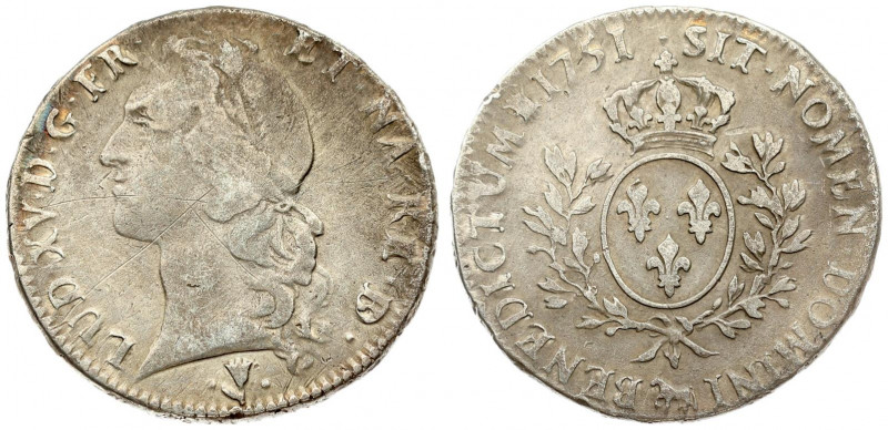 France 1 ECU 1751 Bearn. Louis XV(1715-1774). Obverse: Head left. Obverse Legend...