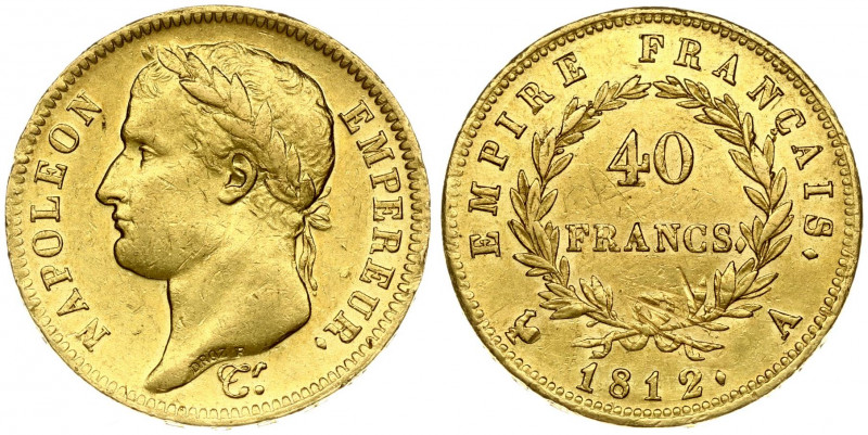 France 40 Francs 1812A Napoleon I(1804-1815). Obverse: Laureate head right. Obve...
