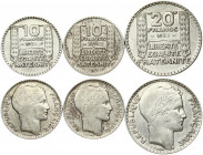 France 10 & 20 Francs (1930-1933). Obverse: Laureate head right; long and short leaves. Reverse: Denomination above date; inscription below; grain col...