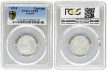 Germany Prussia 1 Grosz 1534 Konigsberg. Albert Hohenzollern(1510-1568). Duke of Prussia. Groschen 1534. End of PRVSS inscription. Silver. Slg. Marien...