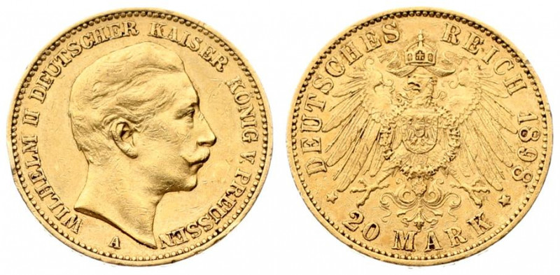 Germany PRUSSIA 20 Mark 1898 A Wilhelm II(1888-1918). Obverse: Head right. Obver...
