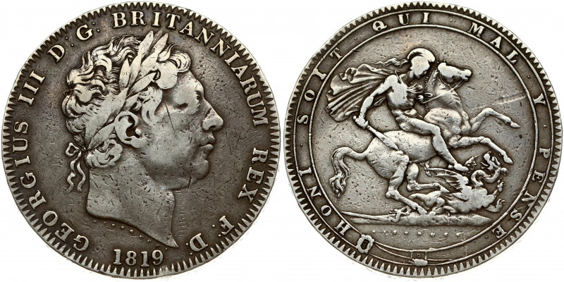 Great Britain 1 Crown 1819 LIX George III(1760-1820). Obverse: Laureate head rig...