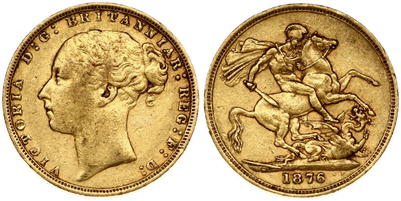 Great Britain 1 Sovereign 1876 Victoria(1837-1901). Obverse: Head left. Obverse ...