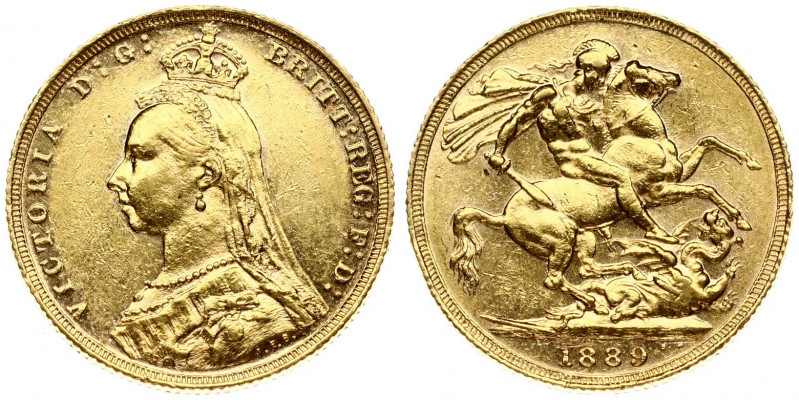 Great Britain 1 Sovereign 1889 Victoria(1837-1801). Obverse: Bust left wearing s...