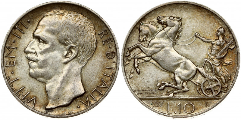 Italy 10 Lire 1927R Vittorio Emanuele III(1900-1946). Obverse: Head left. Revers...