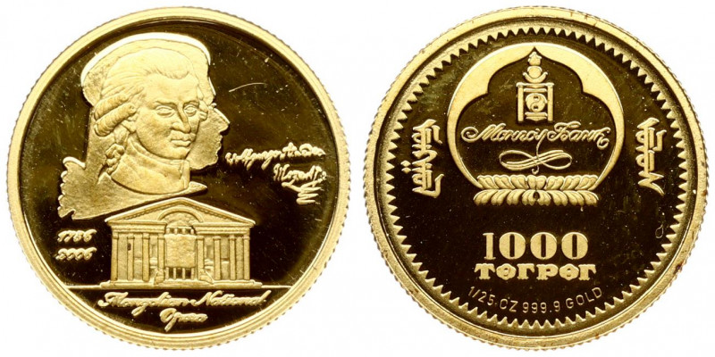 Mongolia 1000 Tugrik 2006 250th Anniversary of the Birth of Wolfgang Amadeus Moz...