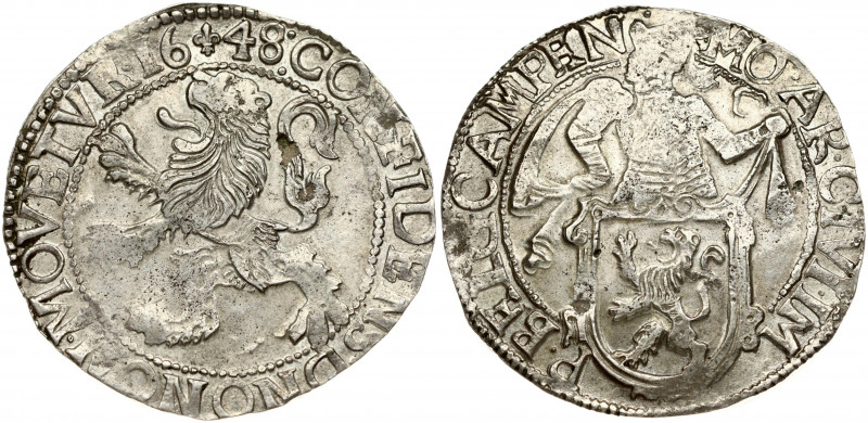 Netherlands KAMPEN 1 Lion Daalder 1648 Obverse: Armored knight looking left behi...