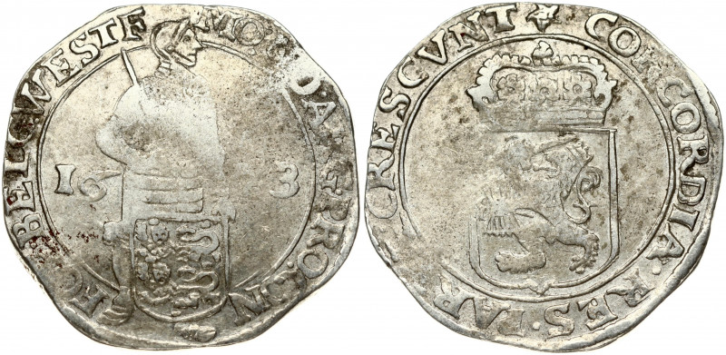 Netherlands WEST FRIESLAND 1 Silver Ducat 1673 Obverse: Knight standing facing r...