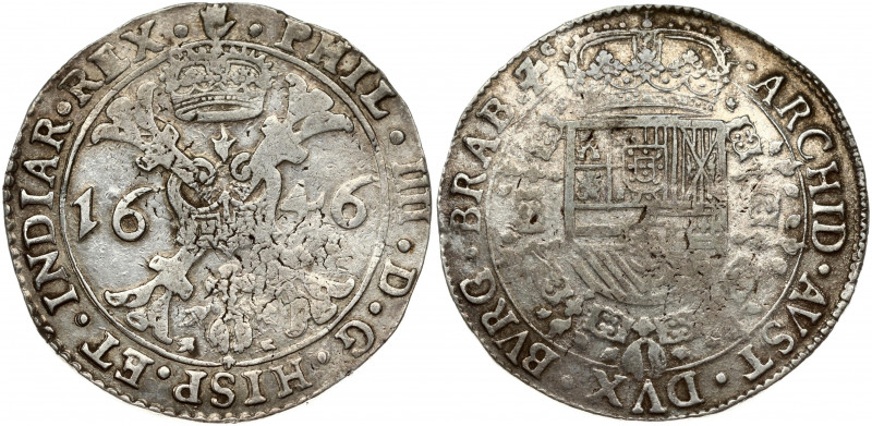 Spanish Netherlands BRABANT 1 Patagon 1646 Antwerp. Philip IV(1621-1665). Obvers...