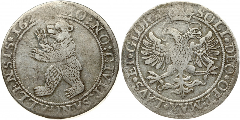Switzerland St Gallen 1 Thaler 162? Obverse: Bear facing left. Year in legend. L...