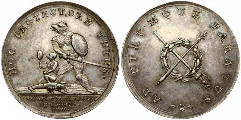 Switzerland Medal 1776 Bern Canton. Obverse: HOC PROTECTORE TUTUS. Reverse: AD U...