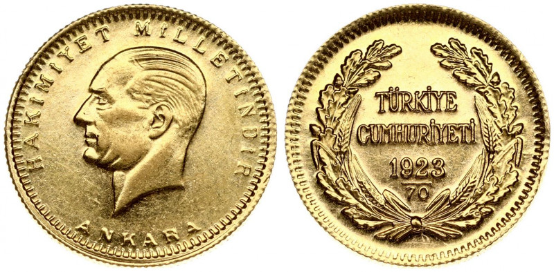 Turkey 100 Kurush 1923/70 Obverse: Head of Atatürk left. Reverse: Legend and dat...