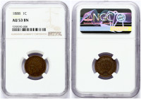 USA 1 Cent 1881 'Indian Head Cent'. Obverse: Liberty with Indian headdress bearing the word Liberty with the date below. Lettering: UNITED STATES OF A...