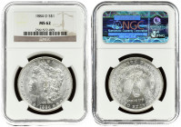 USA 1 Dollar 1884 O 'Morgan Dollar' New Orleans. Obverse: Liberty head; facing left. Lettering: E·PLURIBUS·UNUM LIBERTY. Reverse: Eagle holding arrows...