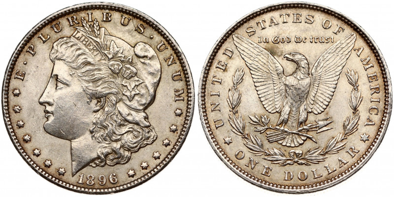 USA 1 Dollar 1896 'Morgan Dollar' Philadelphia. Obverse: Liberty head; facing le...