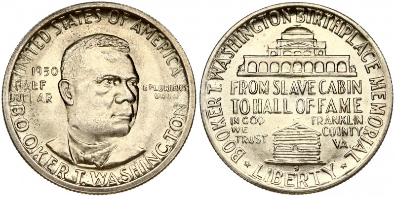 USA 1/2 Dollar 1950 S Booker T Washington Memorial. San Francisco. Obverse: Book...