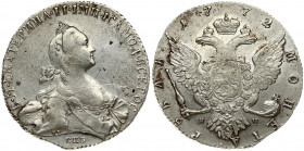 Russia 1 Rouble 1772 СПБ-ЯЧ-ТI St. Petersburg. Catherine II (1762-1796). Obverse: Crowned bust right. Reverse: Crown above crowned double-headed eagle...