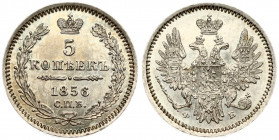 Russia 5 Kopecks 1856 СПБ-ФБ St. Petersburg. Alexander II (1854-1881). Obverse: Crowned double imperial eagle. Reverse: Crown above value and date wit...