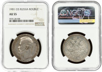 Russia 1 Rouble 1901 (ФЗ) St. Petersburg. Nicholas II (1894-1917). Obverse: Head left. Reverse: Crowned double imperial eagle ribbons on crown. Silver...