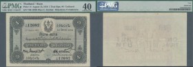 Thailand: Kingdom of Siam 1 Tical 1919, P.14, highly rare note with a few folds and minor spots, PMG graded 40 Extremely Fine